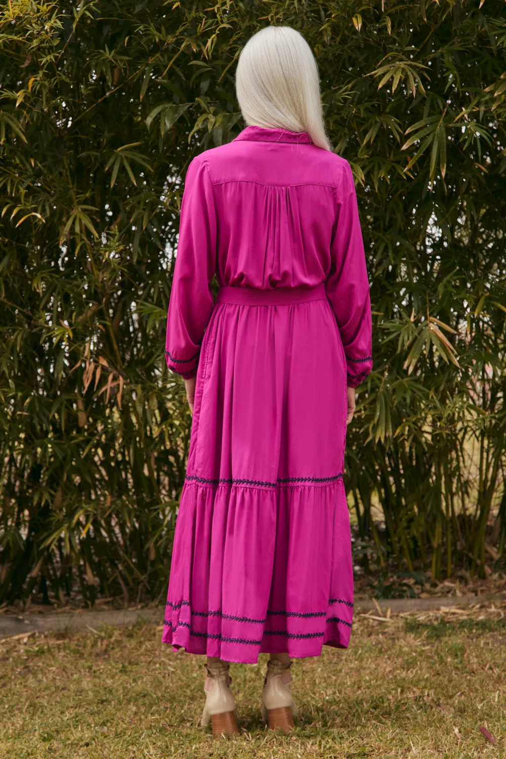 Ginette Embroidered Dress in Berry sold by Adrift product image thumbnail 5