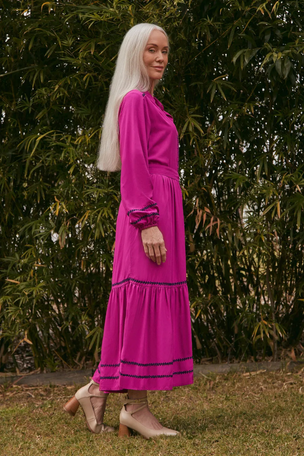 Ginette Embroidered Dress in Berry sold by Adrift product image thumbnail 4