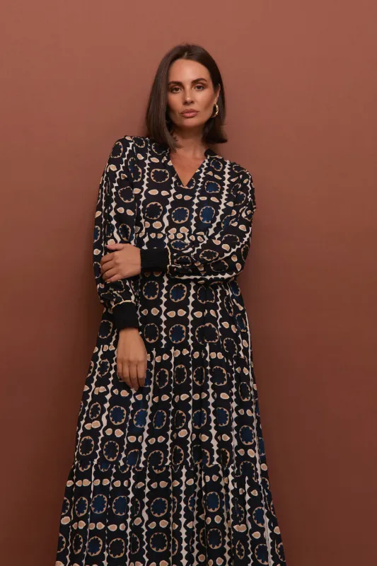 Sabre V-Neck Dress in Athena sold by Adrift