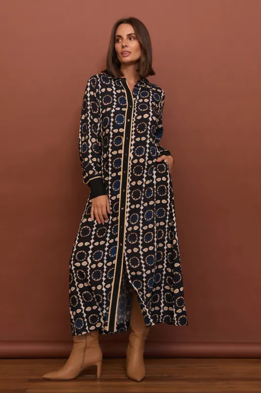 Gracie Collared Dress in Athena sold by Adrift