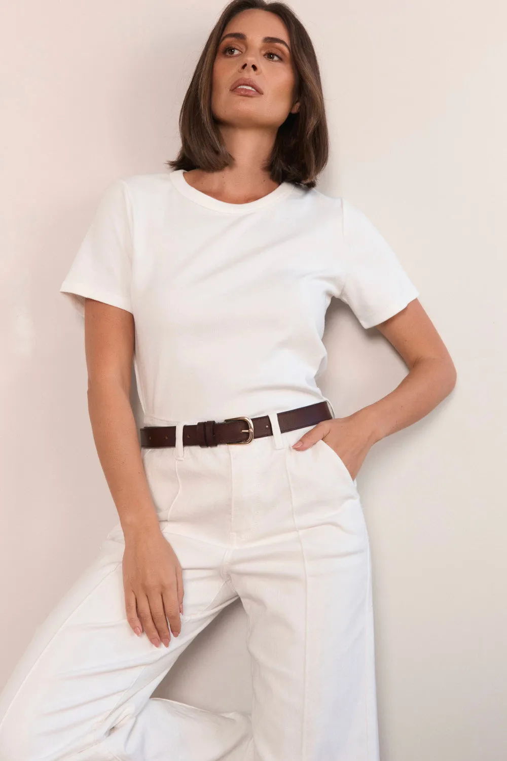 Adrift Gold Buckle Belt in Tan Leather sold by Adrift product image thumbnail 3