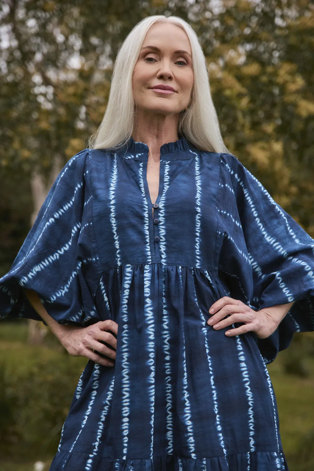 Mirabelle Frill Dress in Shibori Echo sold by Adrift product image thumbnail 3