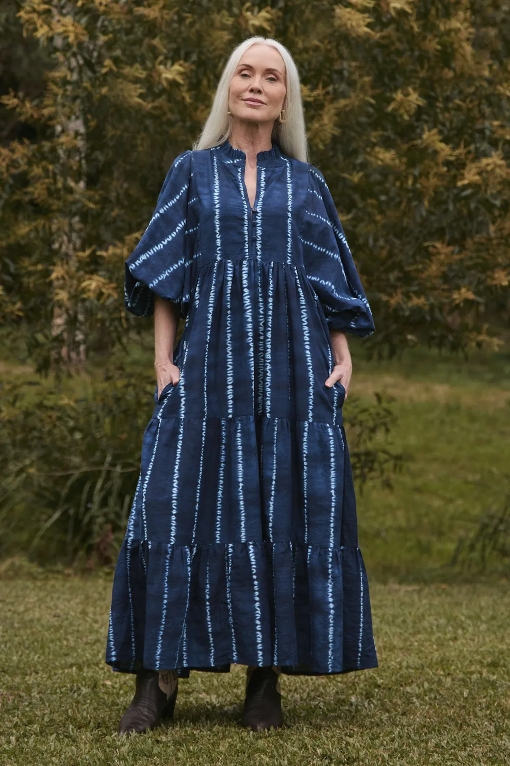 Mirabelle Frill Dress in Shibori Echo sold by Adrift product image thumbnail 2