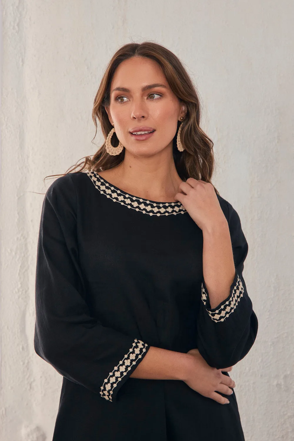 Jarla Linen Dress in Moonlit Noir sold by Adrift product image thumbnail 2