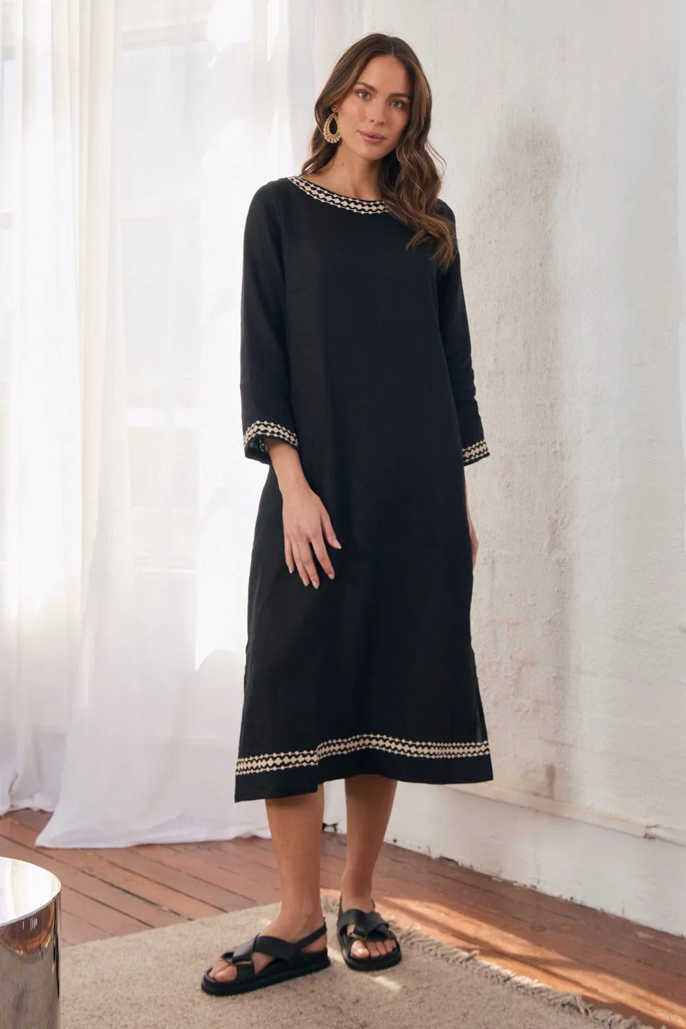 Jarla Linen Dress in Moonlit Noir sold by Adrift product image thumbnail 4