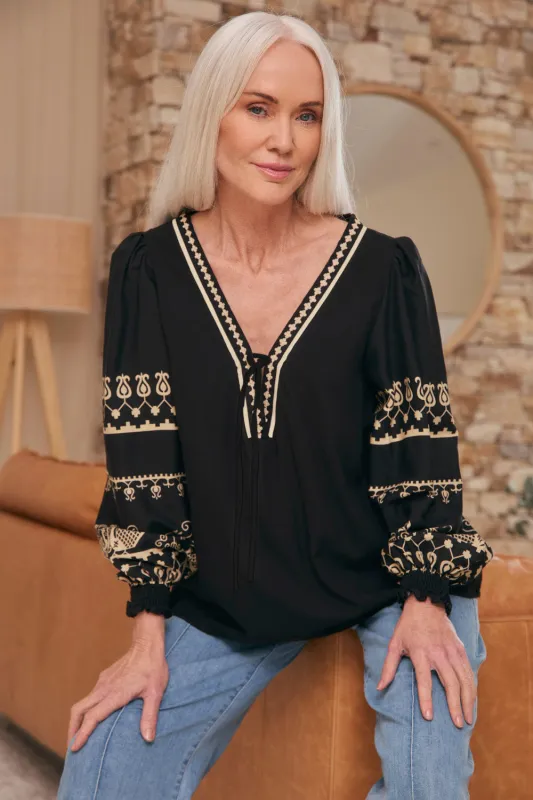 Cairo Boho Blouse in Baroque sold by Adrift