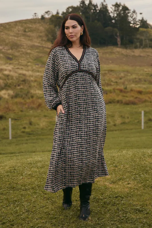 Farrah Midi Dress in Urban Rhythm sold by Adrift