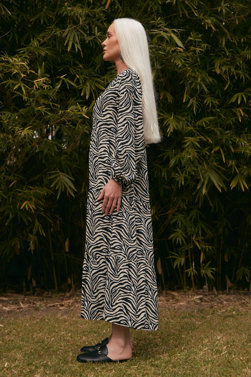 Sabrina Tiered Dress in Safari sold by Adrift product image thumbnail 3