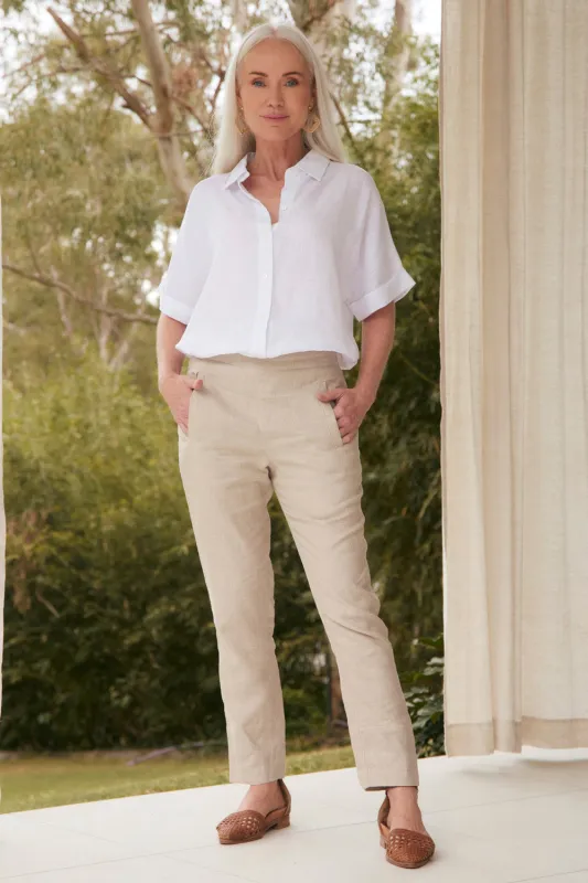 Caprice Linen Pant in Natural sold by Adrift