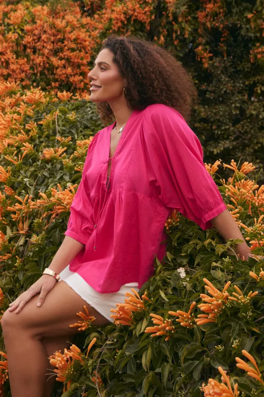 Cairo Boho Blouse in Raspberry sold by Adrift