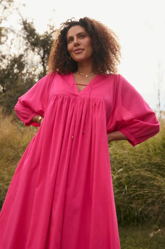 Cairo Boho Dress in Raspberry sold by Adrift