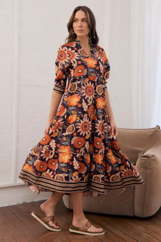 Sabre V-Neck Dress in Abigail sold by Adrift