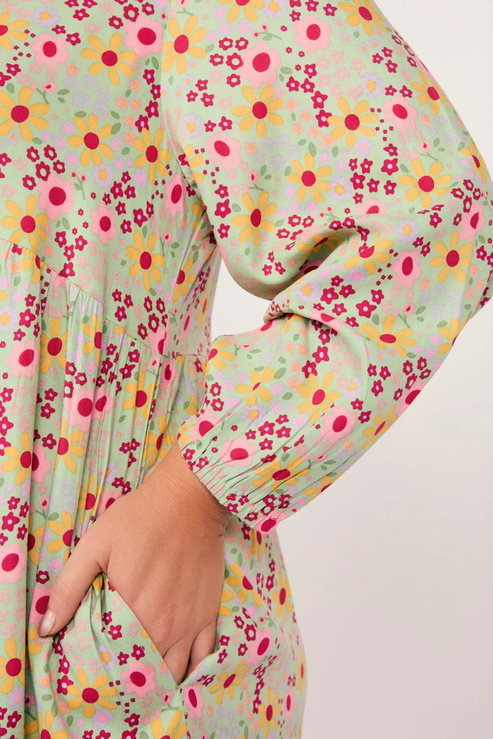 Sabre V-Neck Long Sleeve Dress in Autumn Posy sold by Adrift product image thumbnail 2