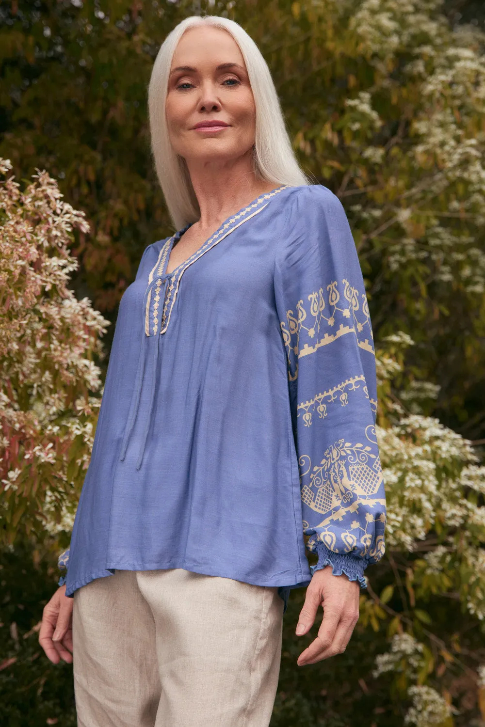 Cairo Boho Blouse in Breeze sold by Adrift product image thumbnail 2