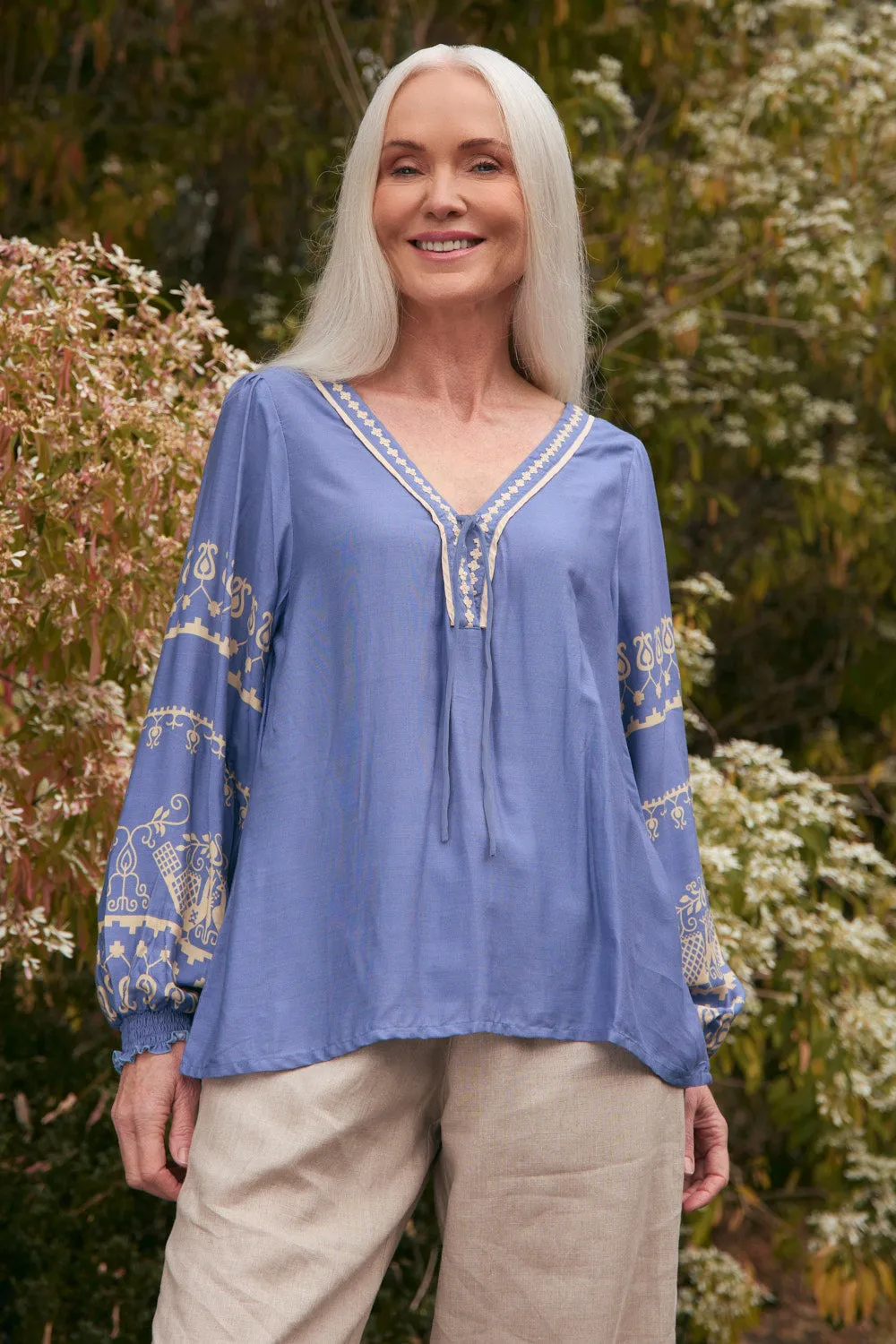 Cairo Boho Blouse in Breeze sold by Adrift