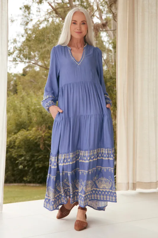 Sabre V-Neck Dress in Breeze sold by Adrift