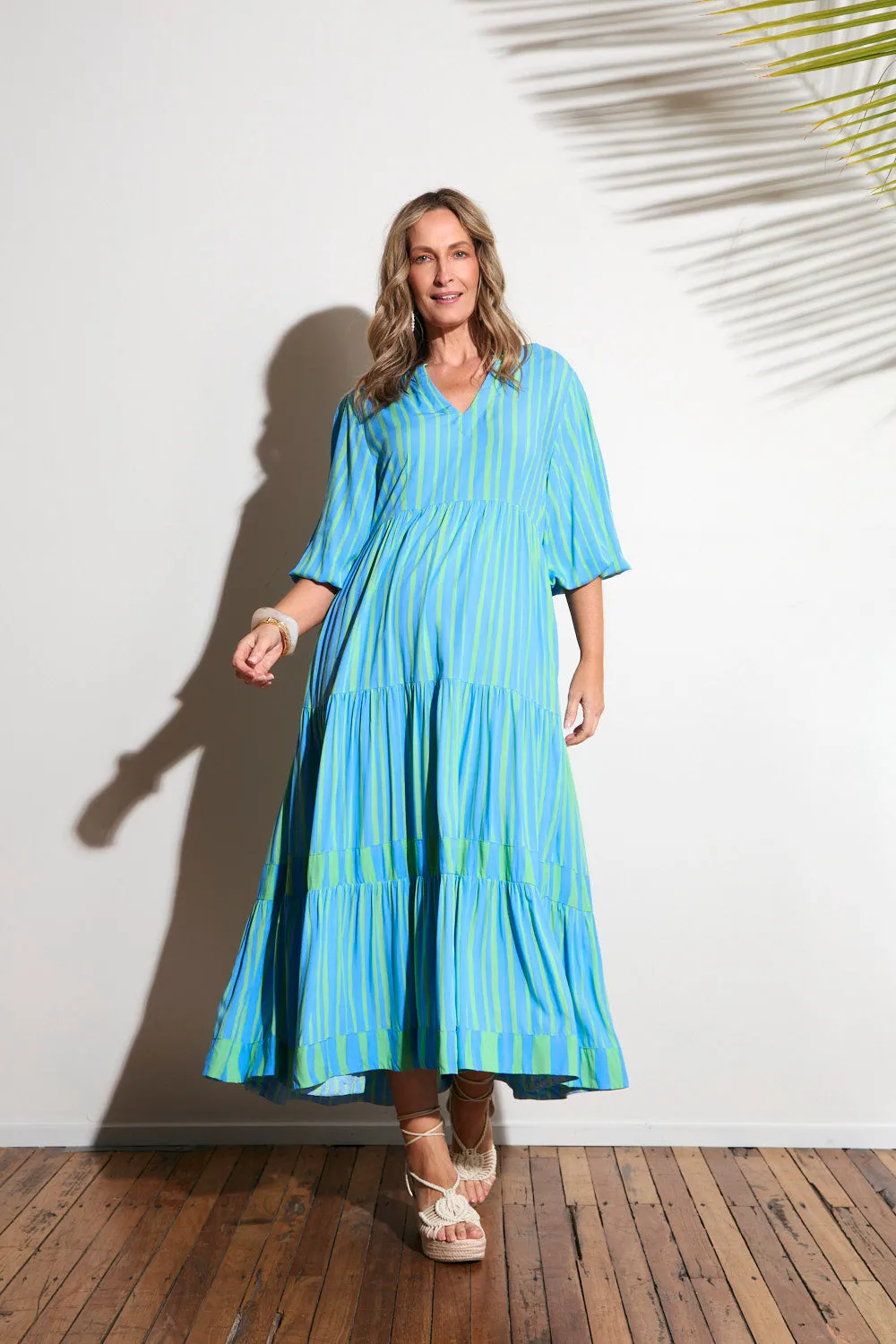 Sabre V-Neck Dress in Tropical Spring sold by Adrift