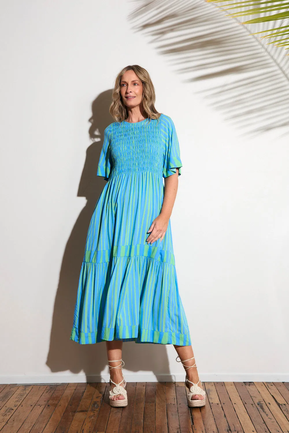 Minden Shirred Dress in Tropical Spring sold by Adrift product image thumbnail 4