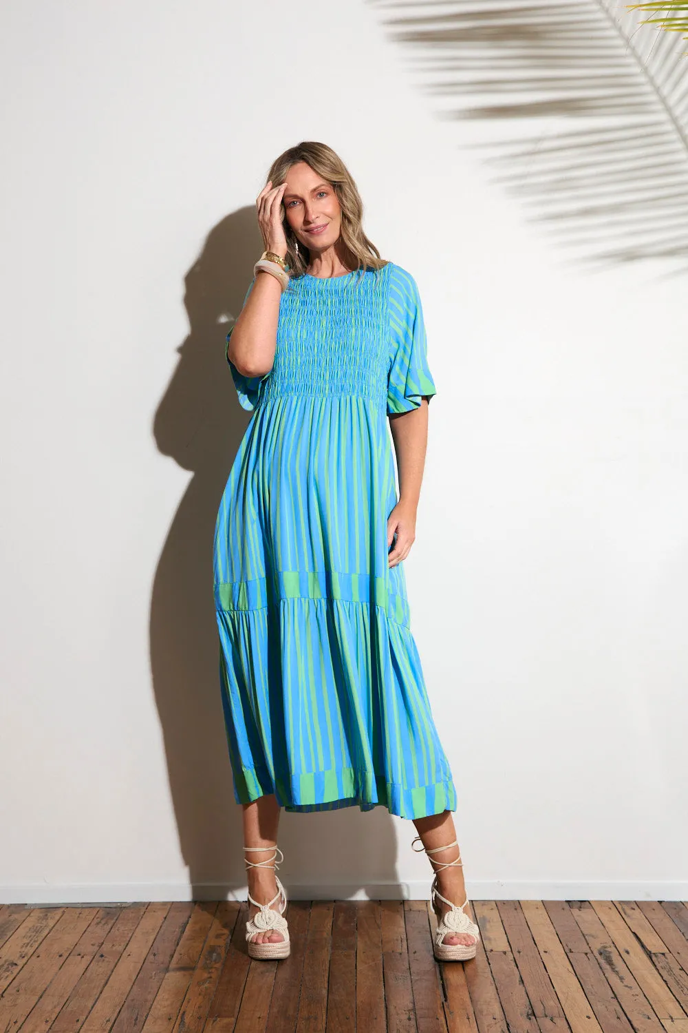 Minden Shirred Dress in Tropical Spring sold by Adrift product image thumbnail 5