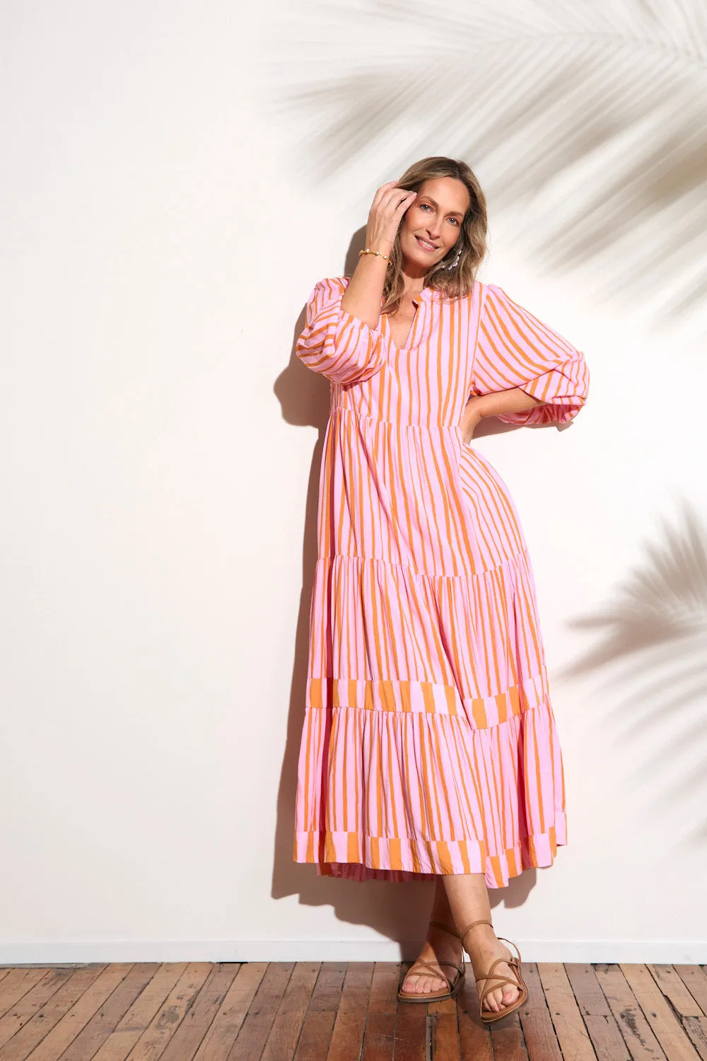 Sabre V-Neck Dress in Coral Spring sold by Adrift product image thumbnail 4