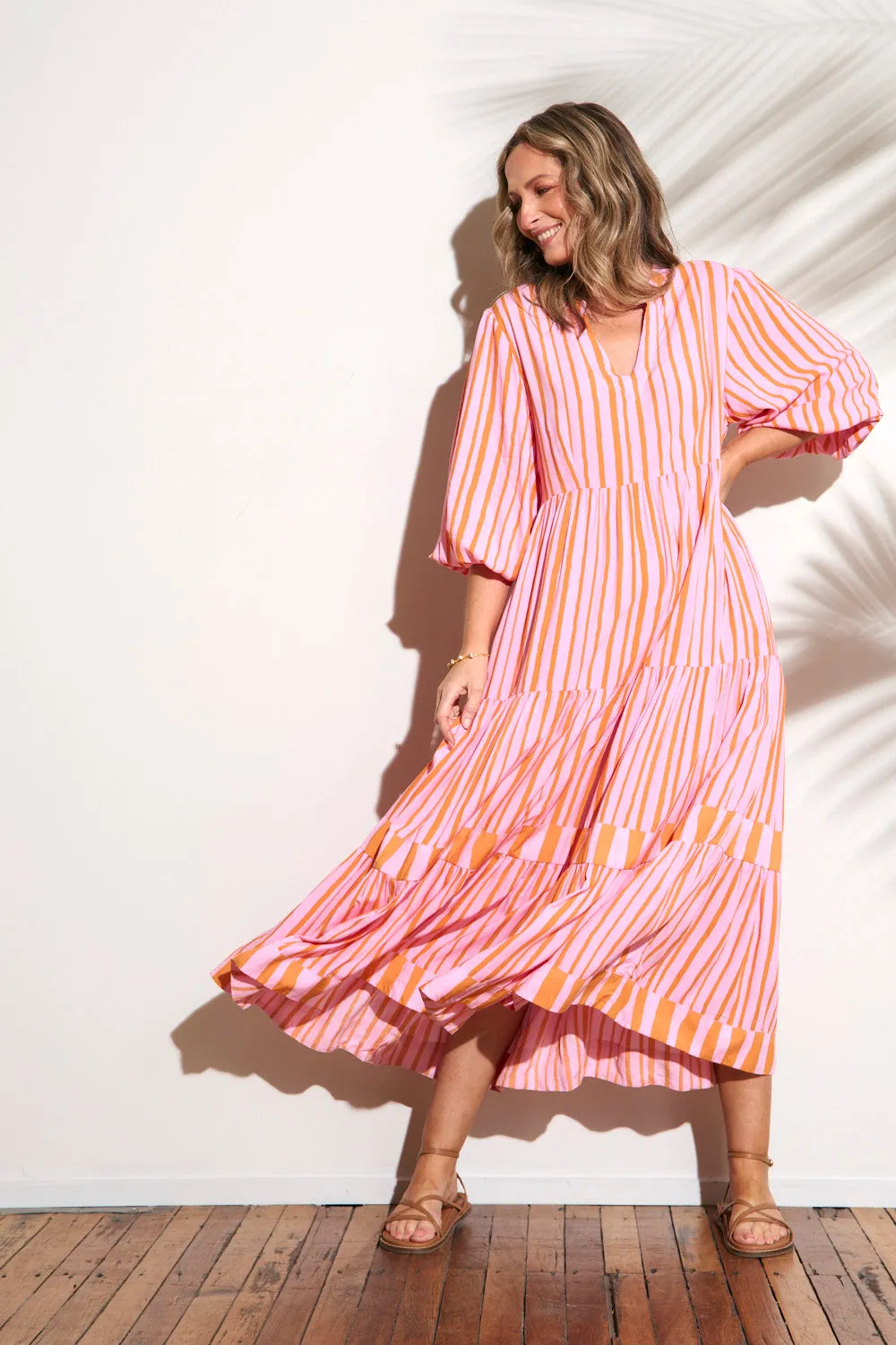 Sabre V-Neck Dress in Coral Spring sold by Adrift product image thumbnail 3