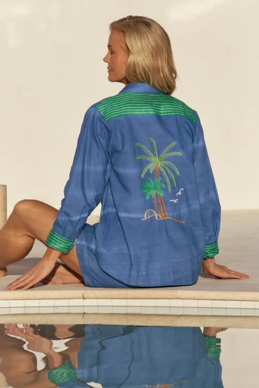 Oversized Boyfriend Shirt in Blue Lagoon sold by Adrift