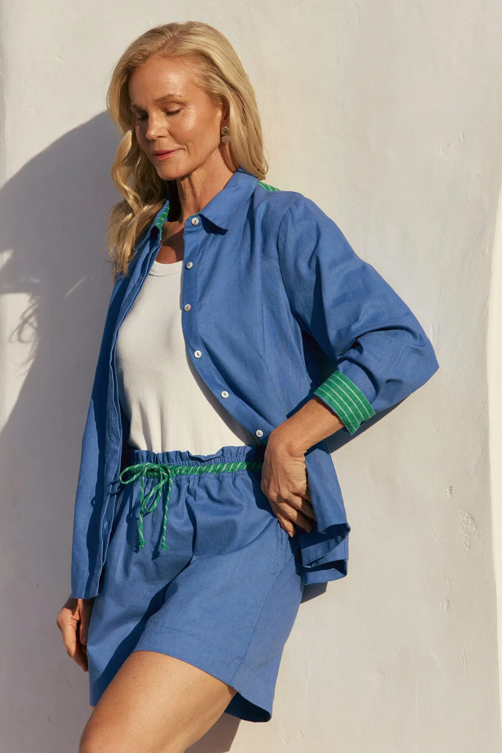 Oversized Boyfriend Shirt in Blue Lagoon sold by Adrift product image thumbnail 2