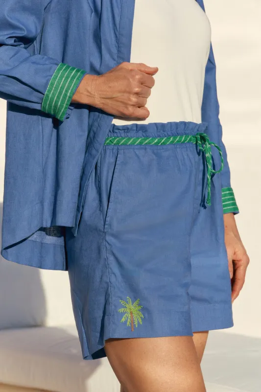 Lizey A-Line Short in Blue Lagoon sold by Adrift