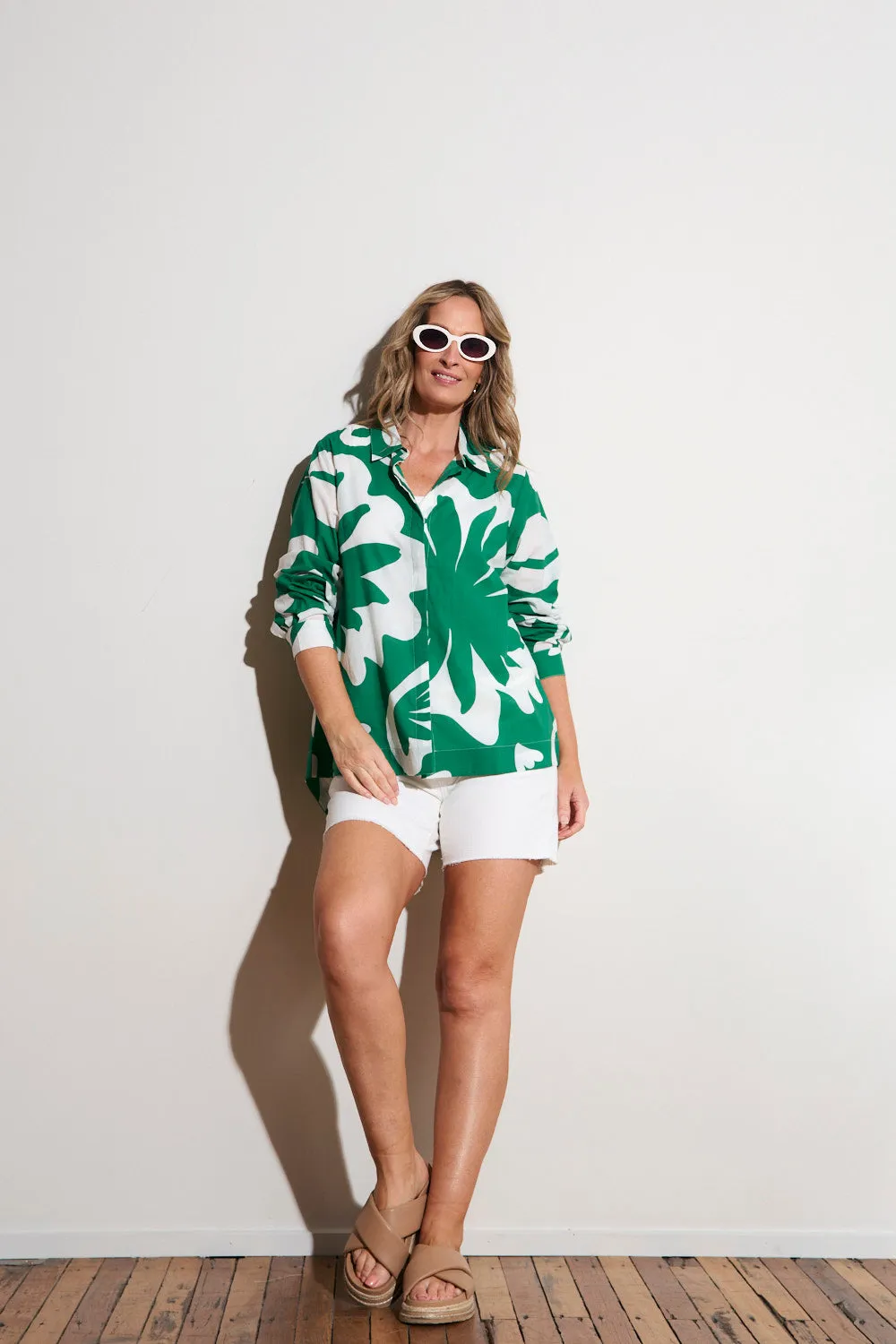 Oversized Boyfriend Shirt in Caledonia Emerald sold by Adrift product image thumbnail 2