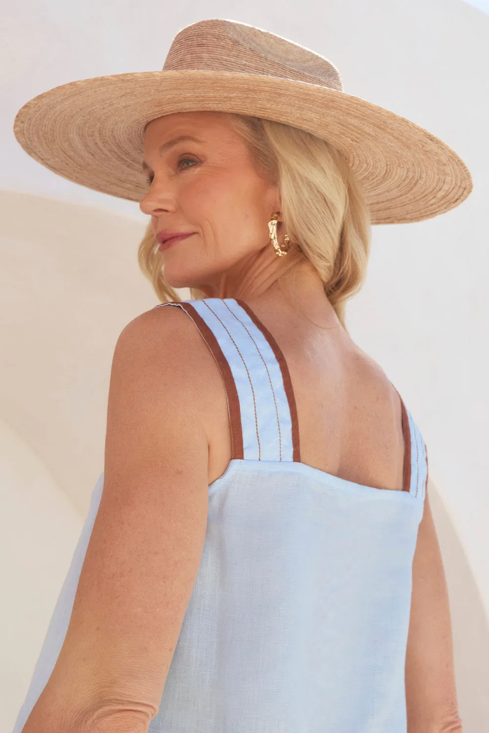 Bec Linen Top in Powder Blue sold by Adrift product image thumbnail 3