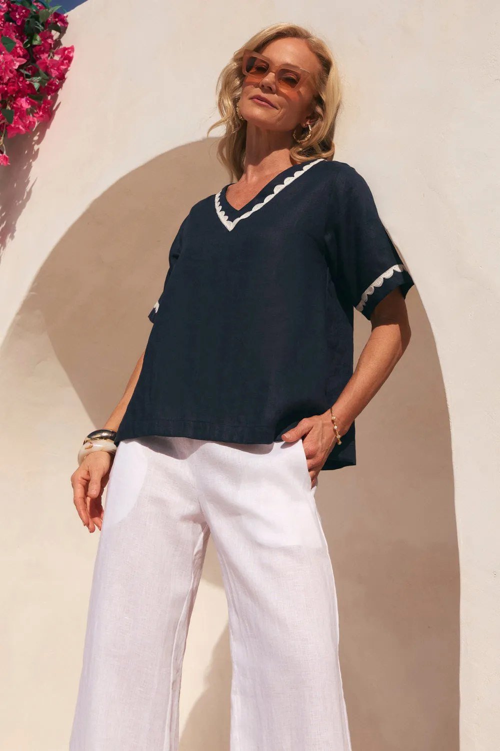 Samara Linen Blouse in Beachside sold by Adrift product image thumbnail 5