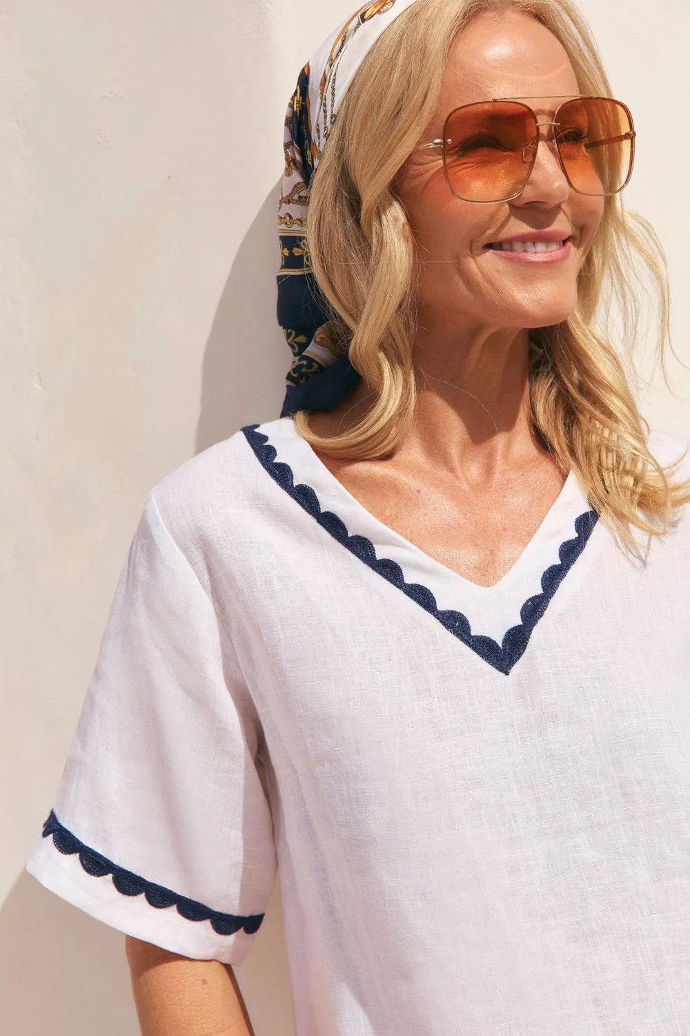 Samara Linen Blouse in Seaside sold by Adrift product image thumbnail 2