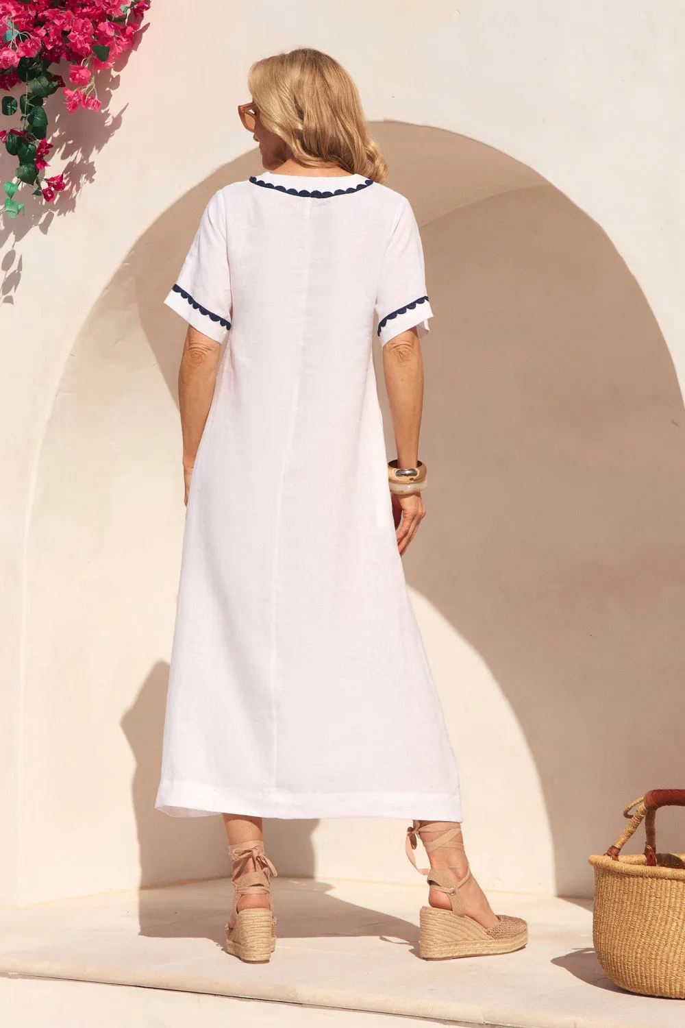 Tamara Linen V-Neck Dress in Seaside sold by Adrift product image thumbnail 5