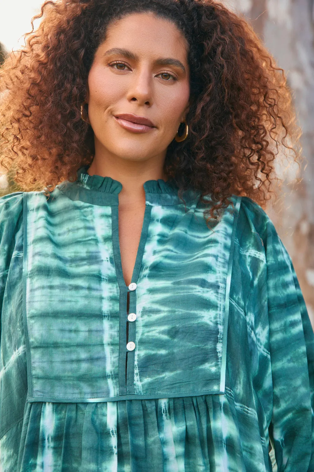 Mirabelle Frill Dress in Shibori Green sold by Adrift product image thumbnail 2