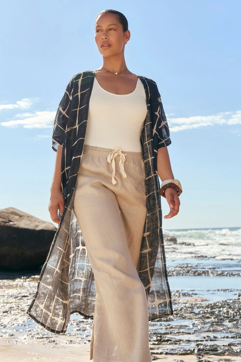 Liv Linen Duster in Woven Echo sold by Adrift product image thumbnail 3
