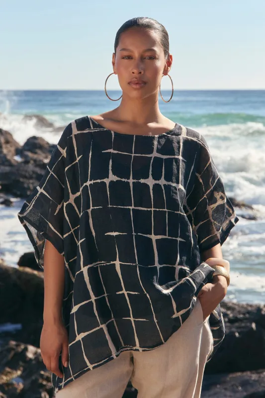 Cherry Linen Oversized Top in Woven Echo made by Adrift