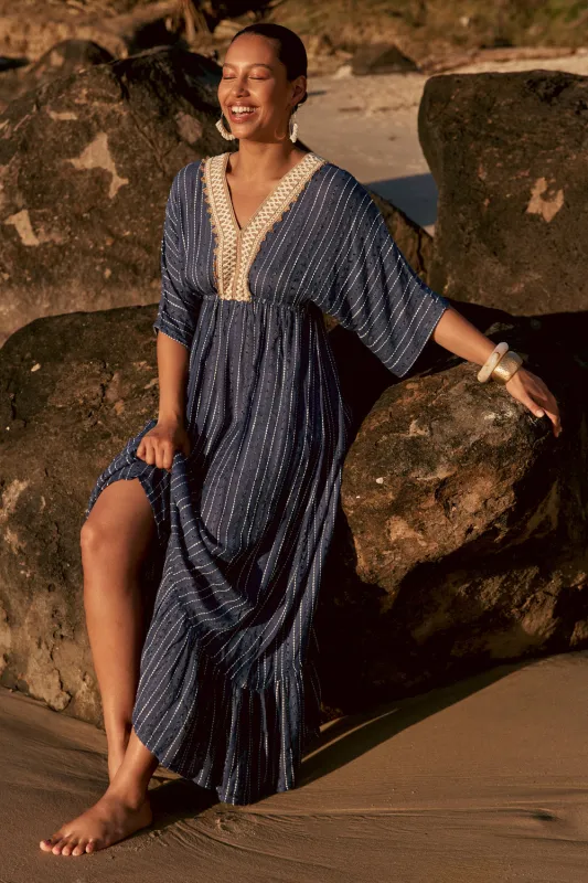 Emily V-Neck Dress in Cerulea sold by Adrift