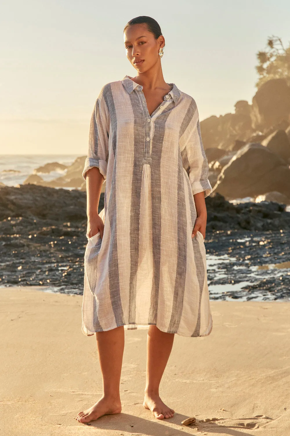 Tess Tunic Dress in Blue Stripe sold by Adrift product image thumbnail 3