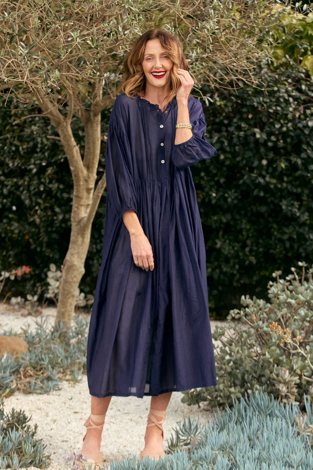 Coco Cotton Silk Dress in Navy sold by Adrift product image thumbnail 3