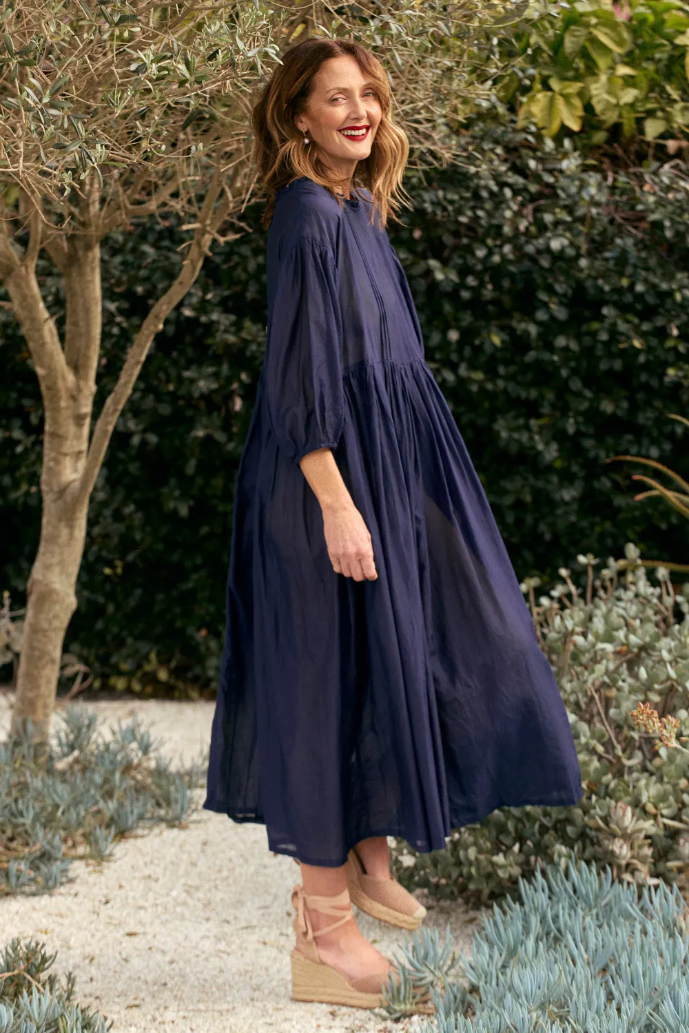Coco Cotton Silk Dress in Navy sold by Adrift product image thumbnail 4