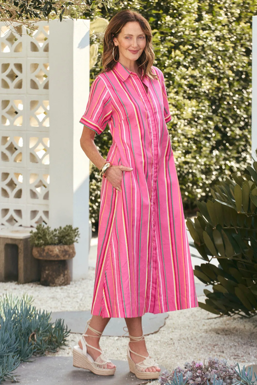 Gracie Shirt Dress in Melonie sold by Adrift product image thumbnail 2