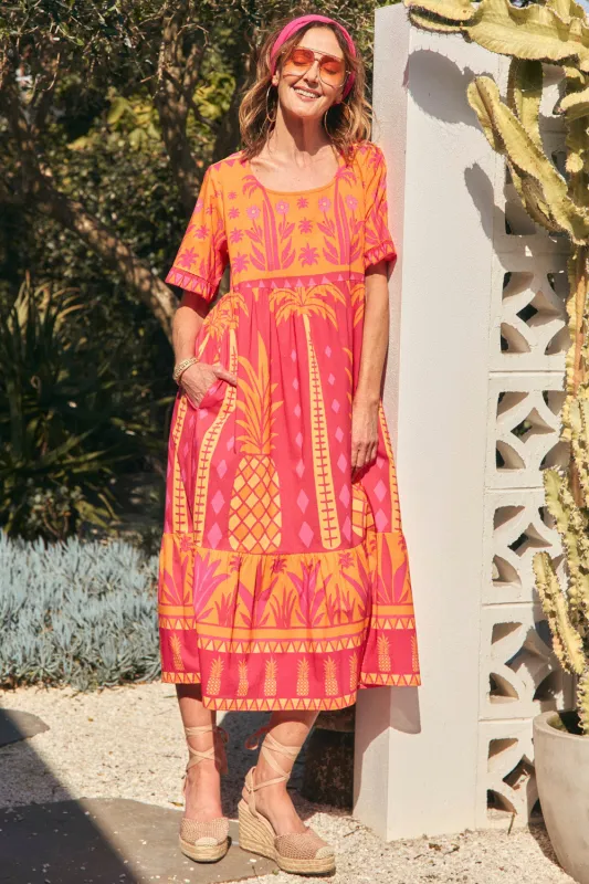 Sabre Frill Dress in Tangerina sold by Adrift
