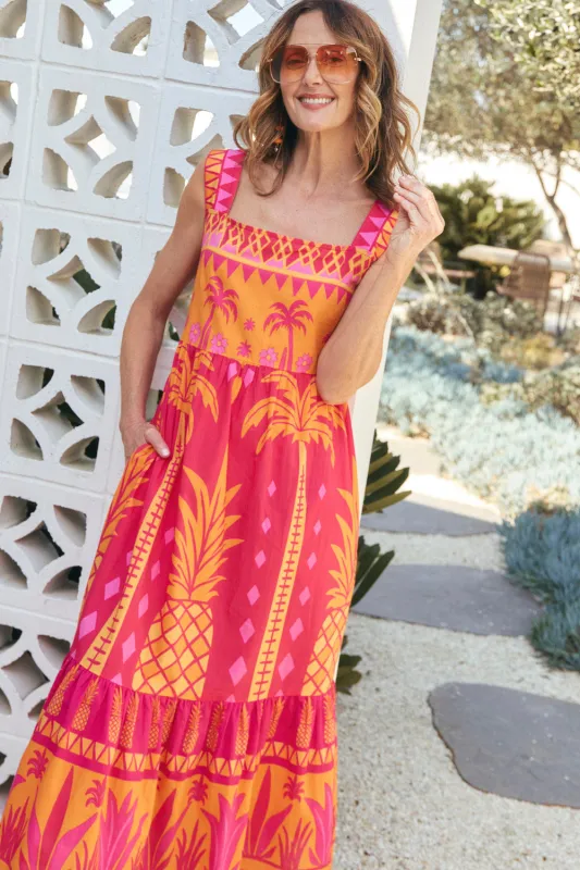 Solene Sun Dress in Tangerina sold by Adrift