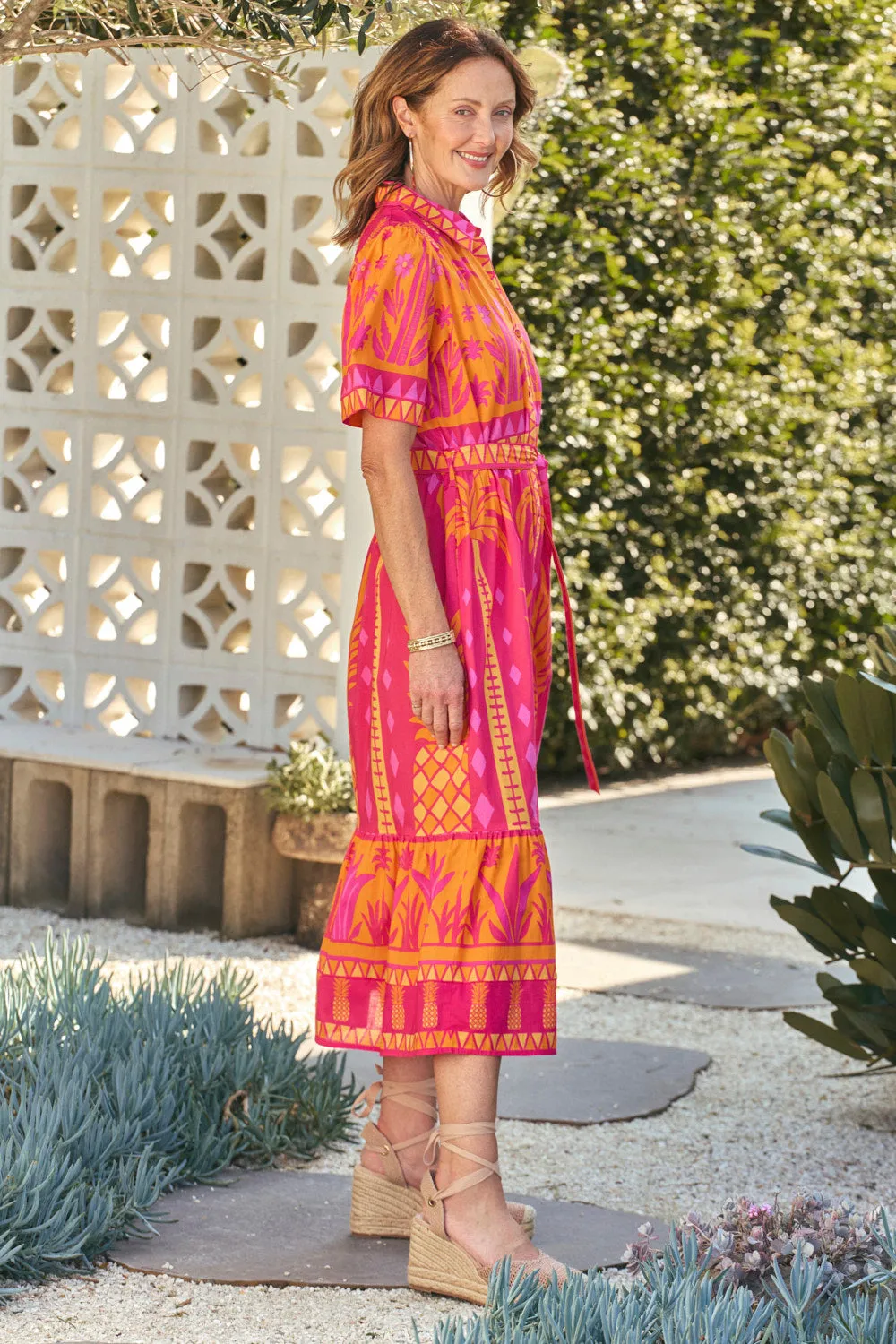 Ginette Collared Dress in Tangerina sold by Adrift product image thumbnail 4