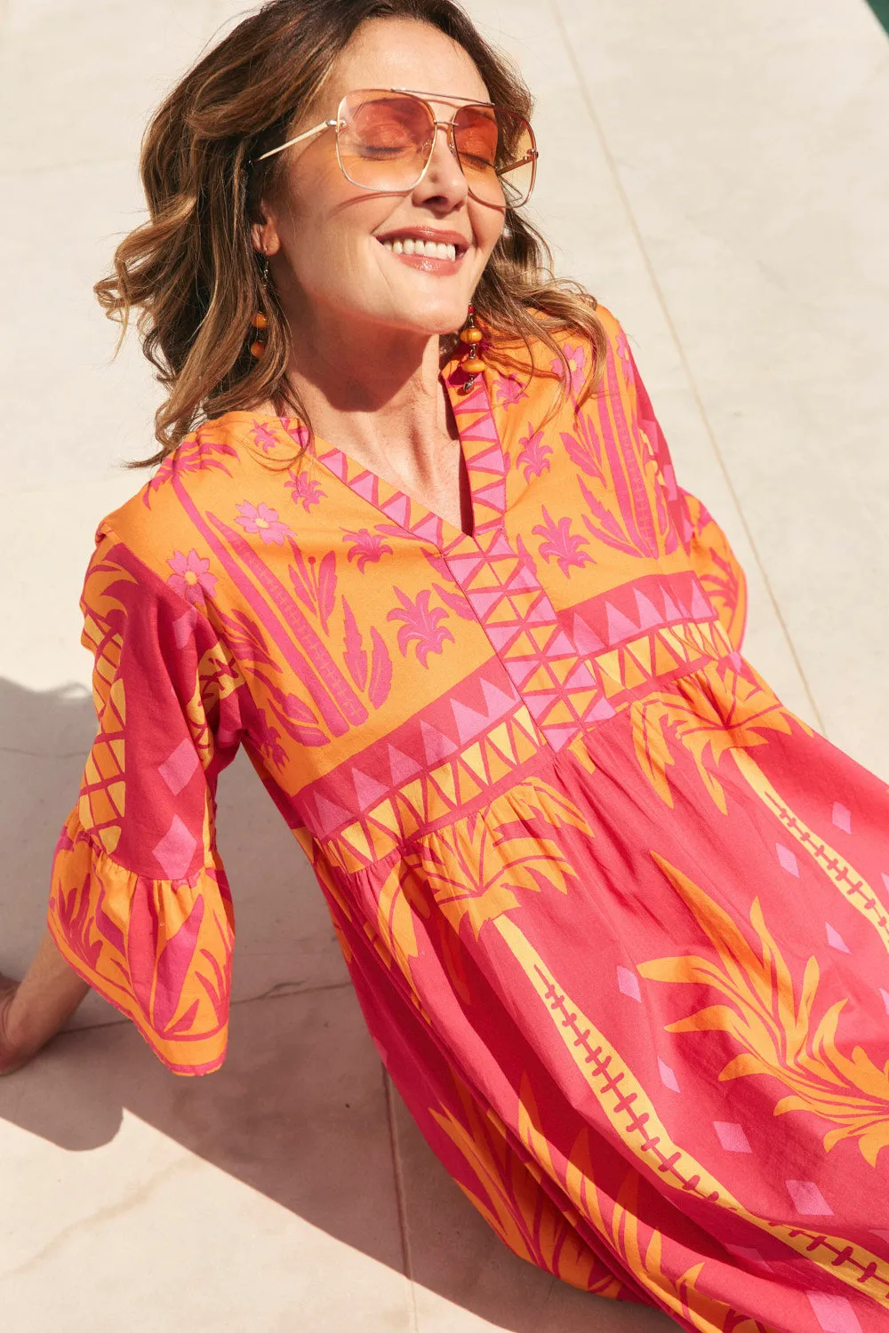 Scout Bell Sleeve Dress in Tangerina sold by Adrift