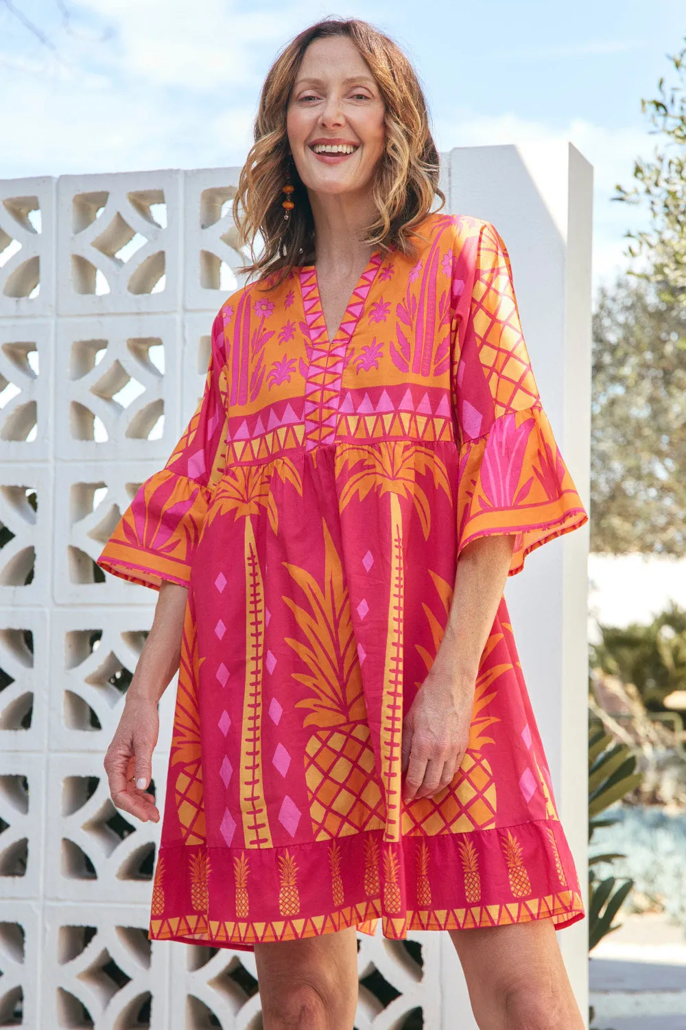 Scout Bell Sleeve Dress in Tangerina sold by Adrift product image thumbnail 2