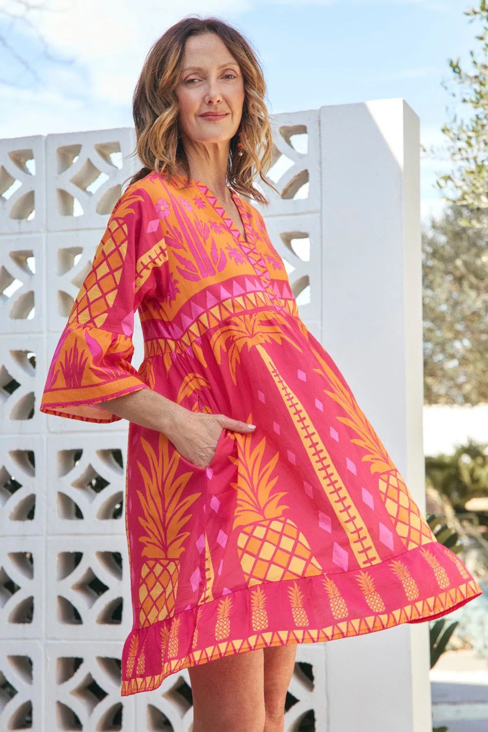 Scout Bell Sleeve Dress in Tangerina sold by Adrift product image thumbnail 4