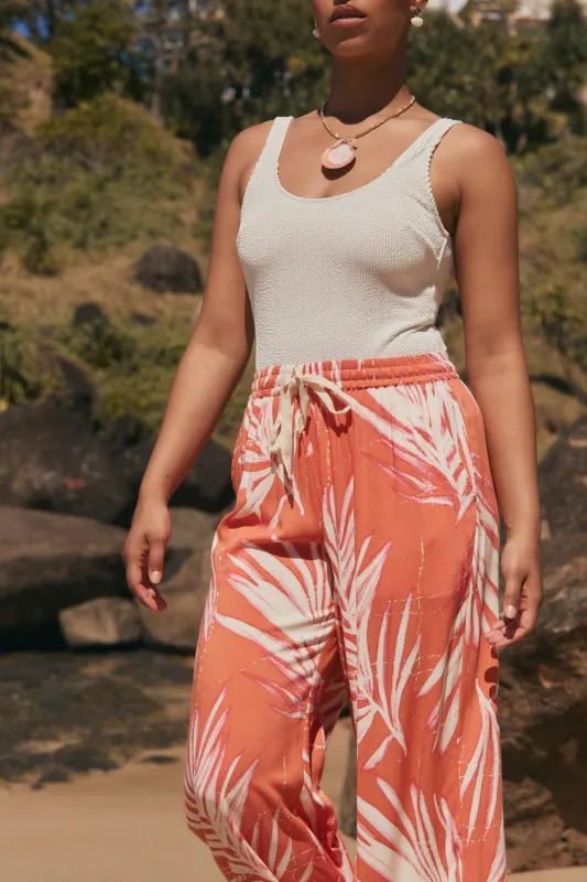 Breezy Resort Pant in Palma Coral sold by Adrift
