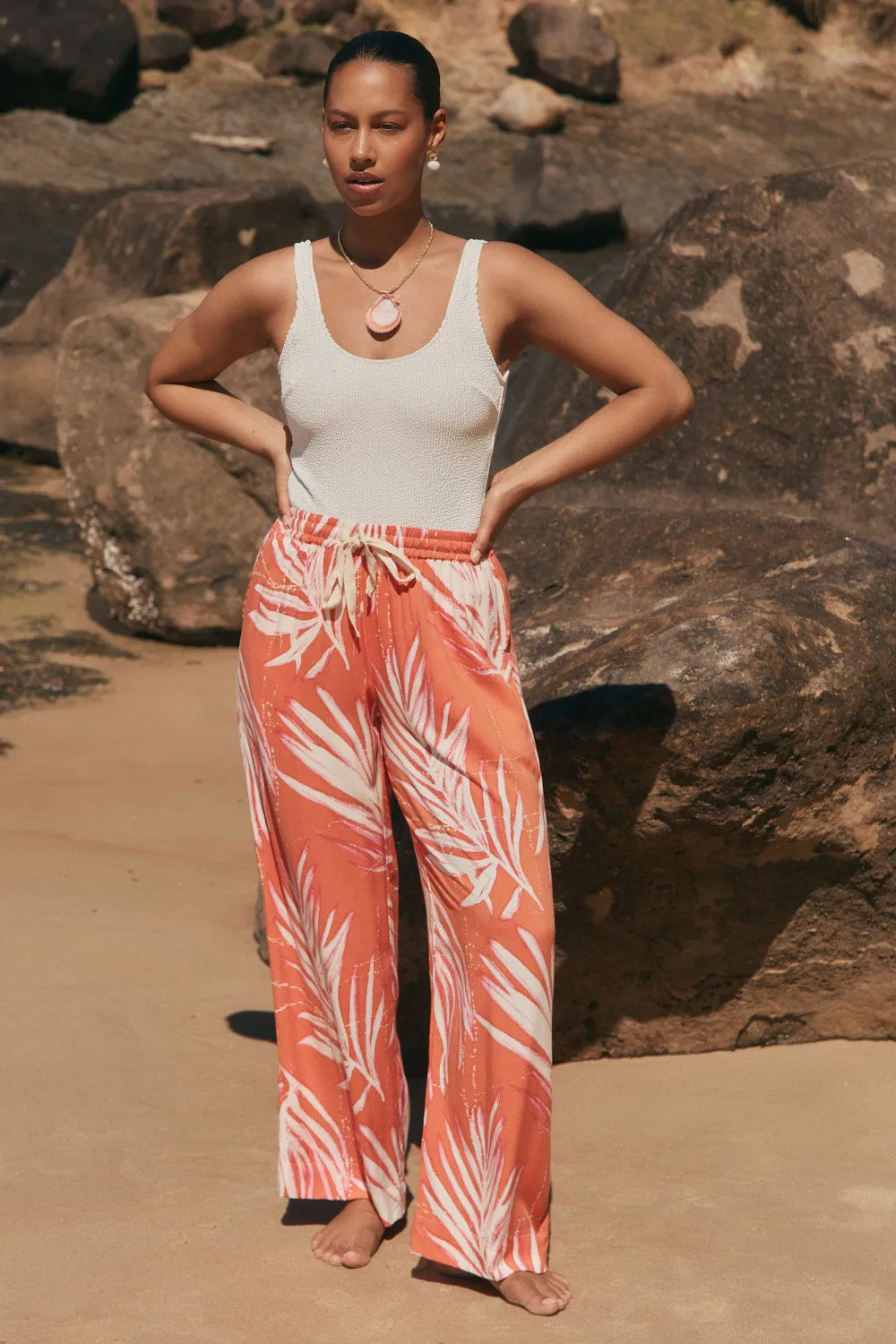 Breezy Resort Pant in Palma Coral sold by Adrift product image thumbnail 2