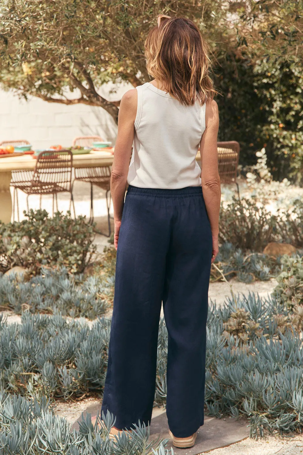 Breezy Relaxed Linen Pant in Navy sold by Adrift product image thumbnail 4